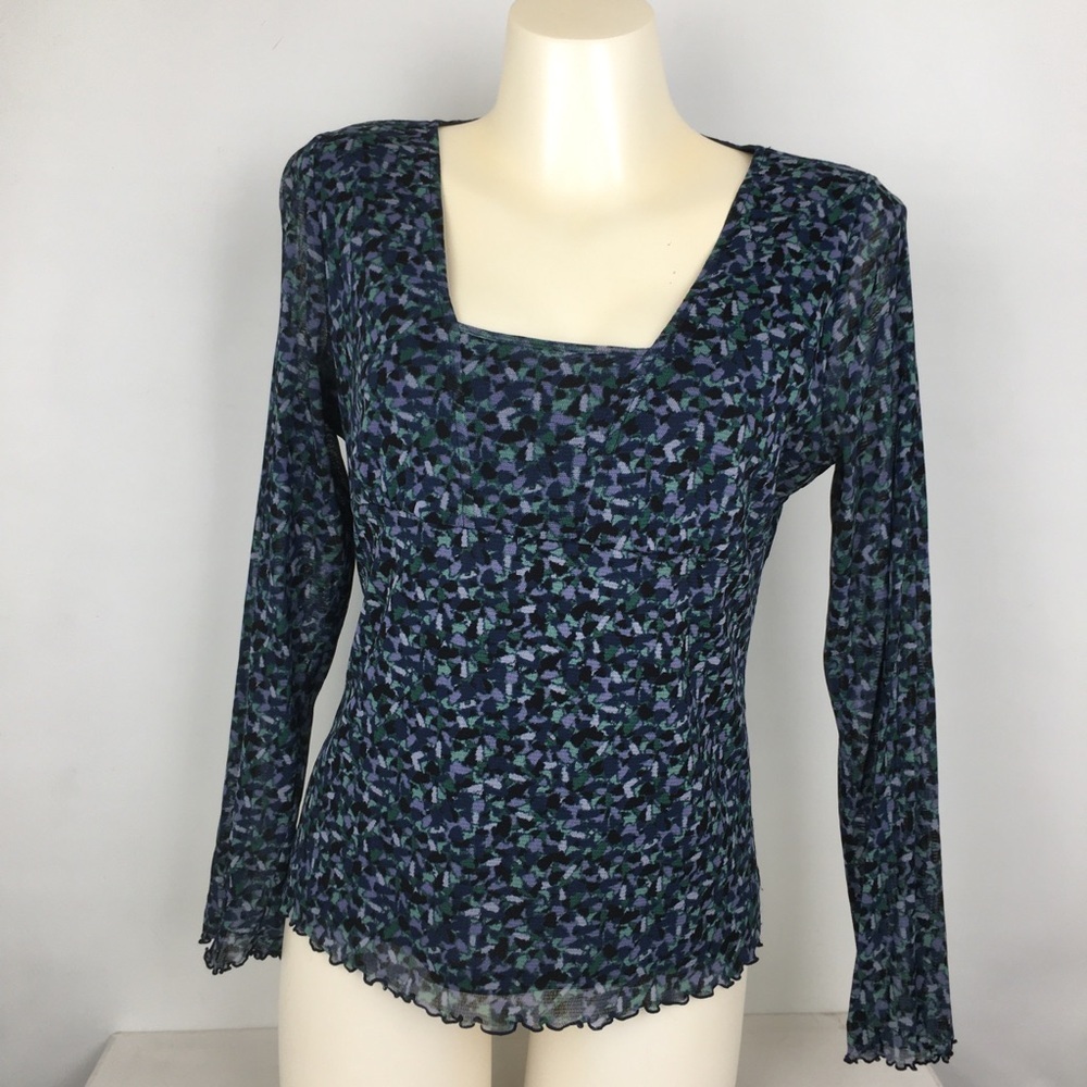 Vintage Y2K Fairy Grunge Mesh Babydoll Top Women’s Sz L Blue Forest Whimsigoth